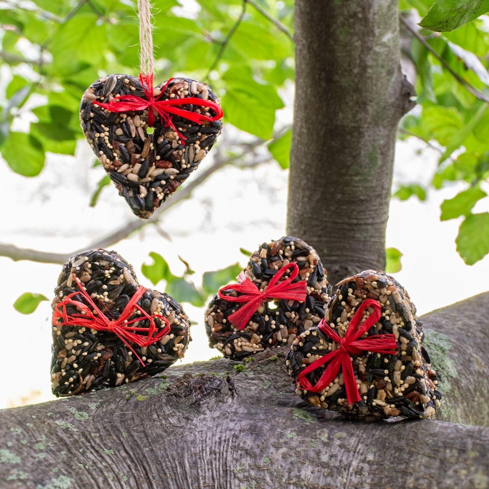 Quartet of Birdseed Hearts - Standard Shipping Included
