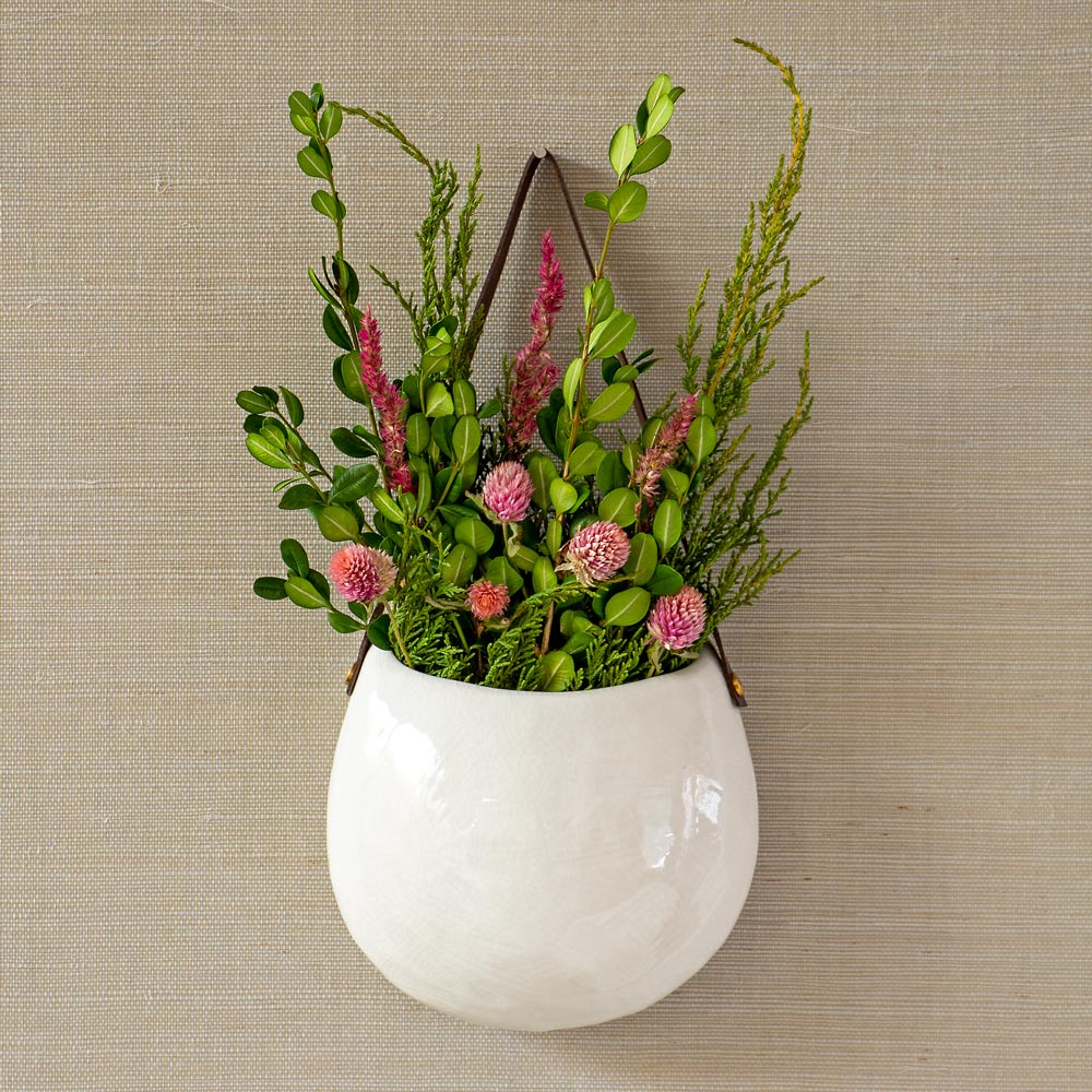 Ceramic Pocket Planter, creamy white