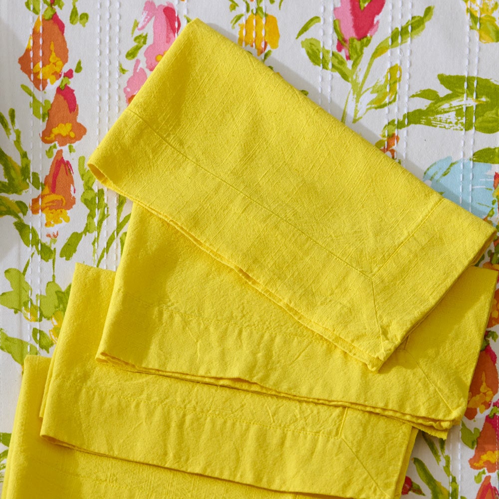 Yellow Cotton Slub Napkins, Set of 4 - Standard Shipping Included