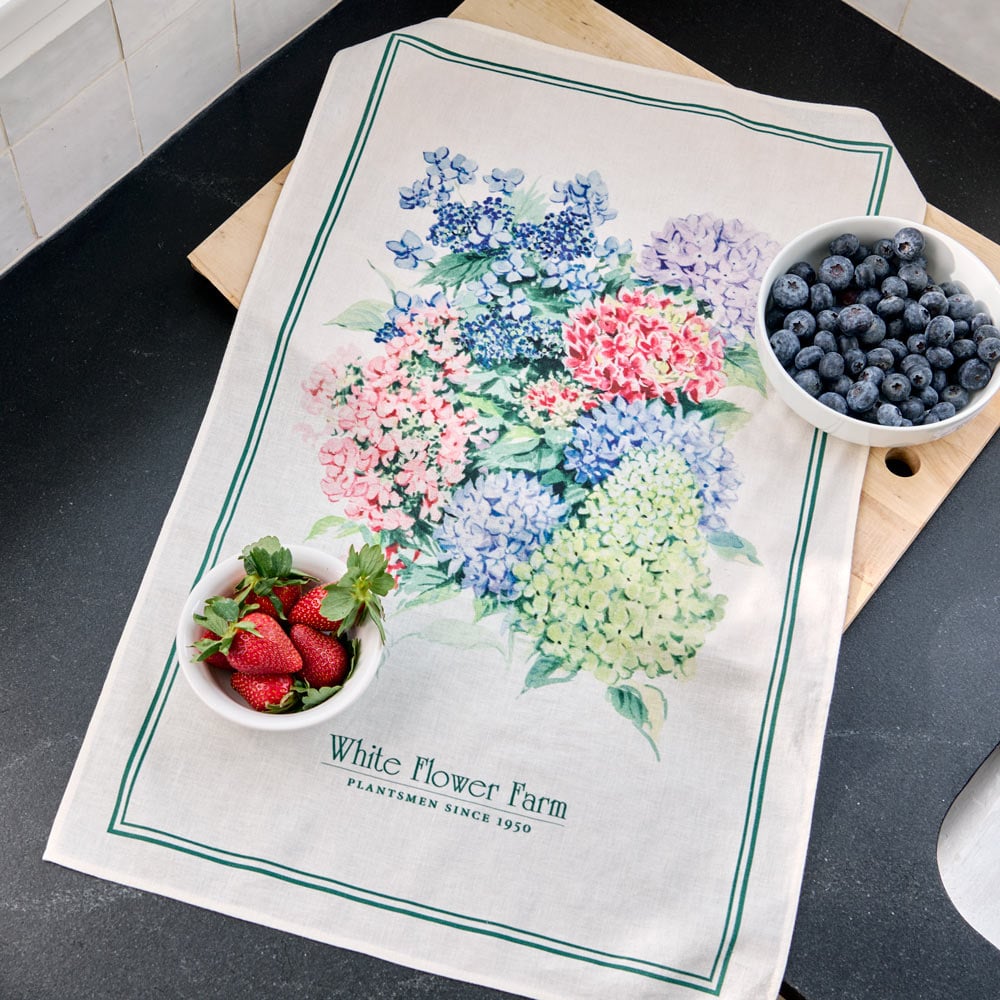 WFF Vintage Hydrangeas Tea Towel – Standard Shipping Included