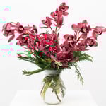  Burgundy Cymbidium & Evergreen Bouquet by Semia