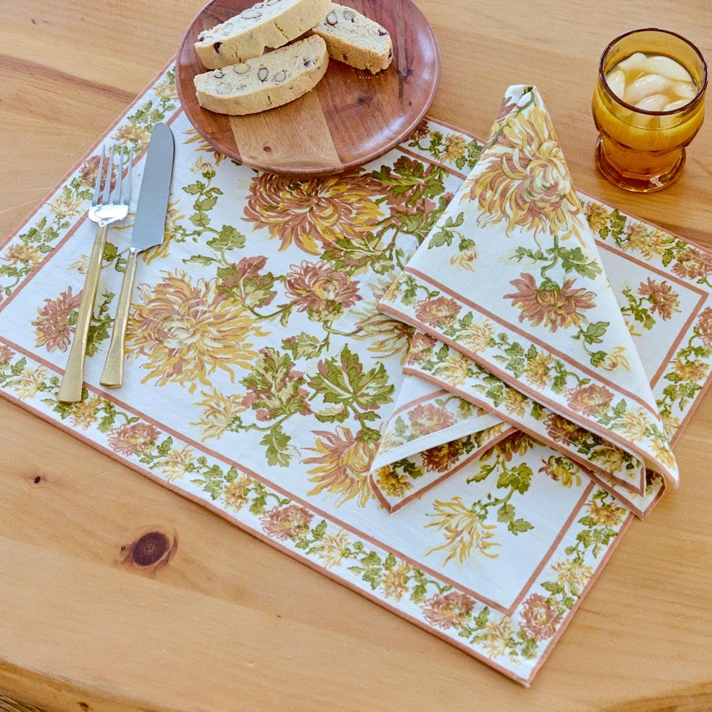 Golden Dahlia Placemat, Set of 4 - Standard Shipping Included 