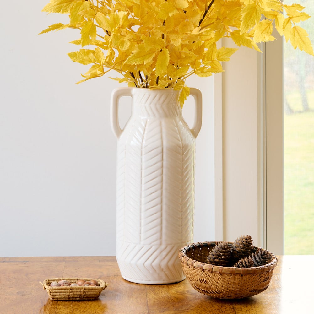 Chevron Cream Ceramic Vase