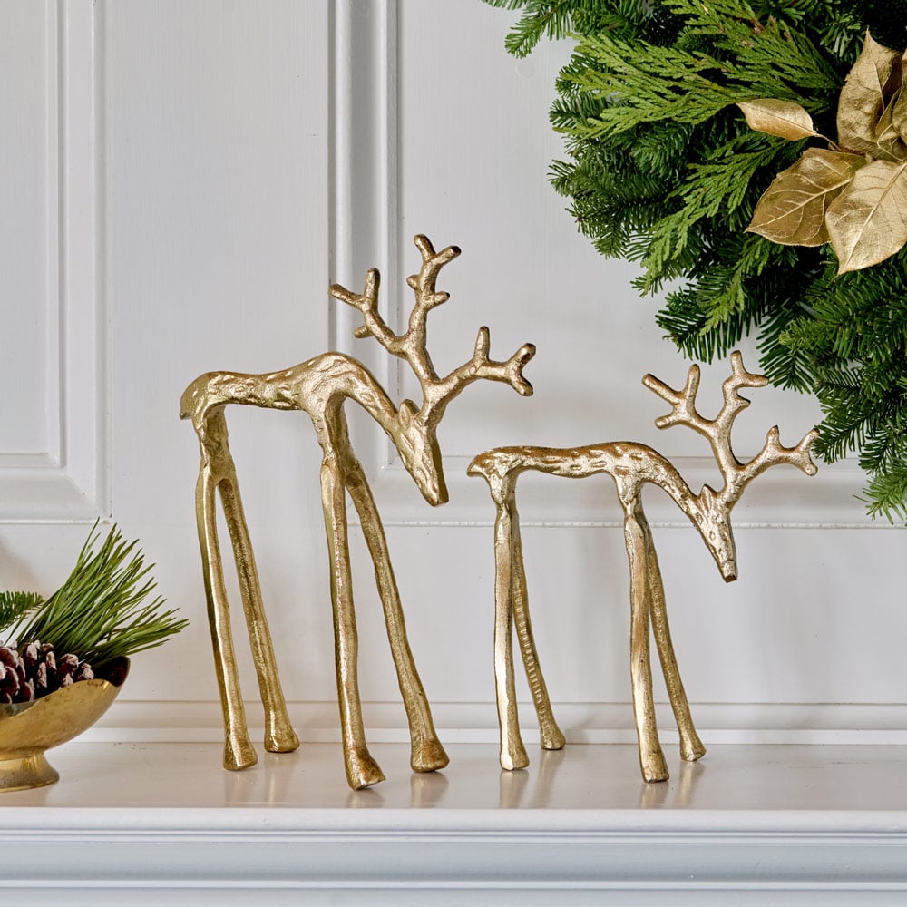 Golden Reindeer Duo White Flower Farm