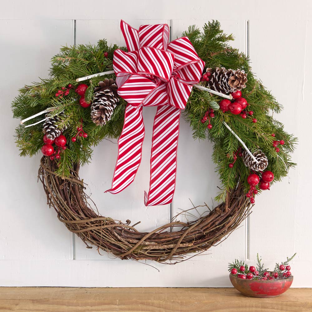 Candy Cane Wreath White Flower Farm