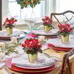  Mini Red Cyclamen Quartet in golden glass cachepots