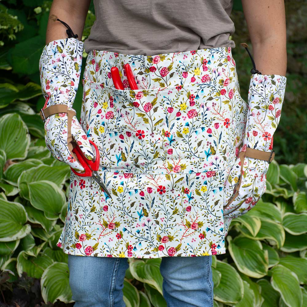 Garden of Paradise Half-Apron - Standard Shipping Included | White