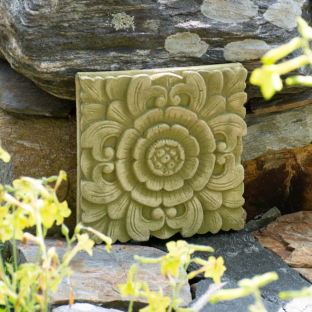 Cast Stone Floral Plaque, English Moss