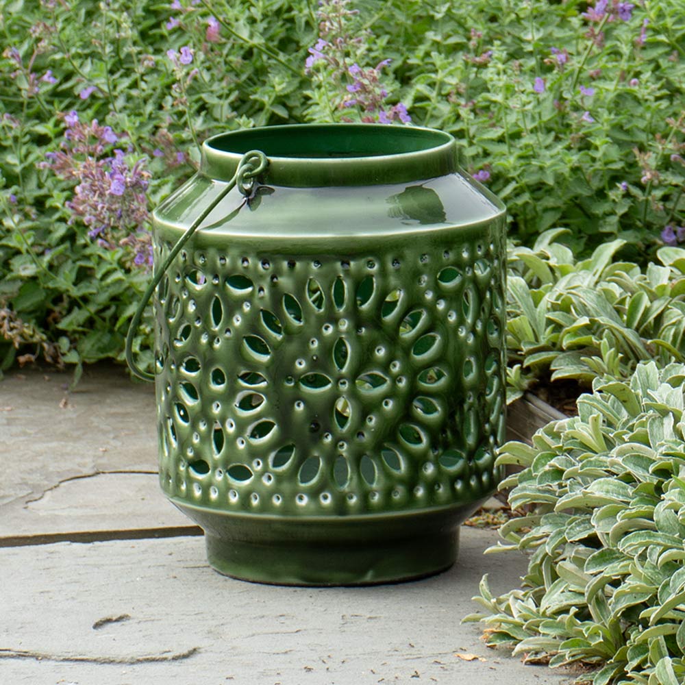 Aura Enamel Lantern, Green | White Flower Farm