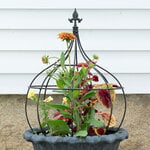  Ball-Shaped Topiary with Fleur de Lis Finial, Black