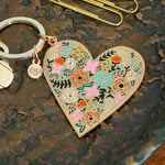  Enamel Keychain, Floral Heart