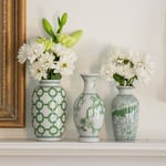  Imperial Bud Vase Trio, Green & White