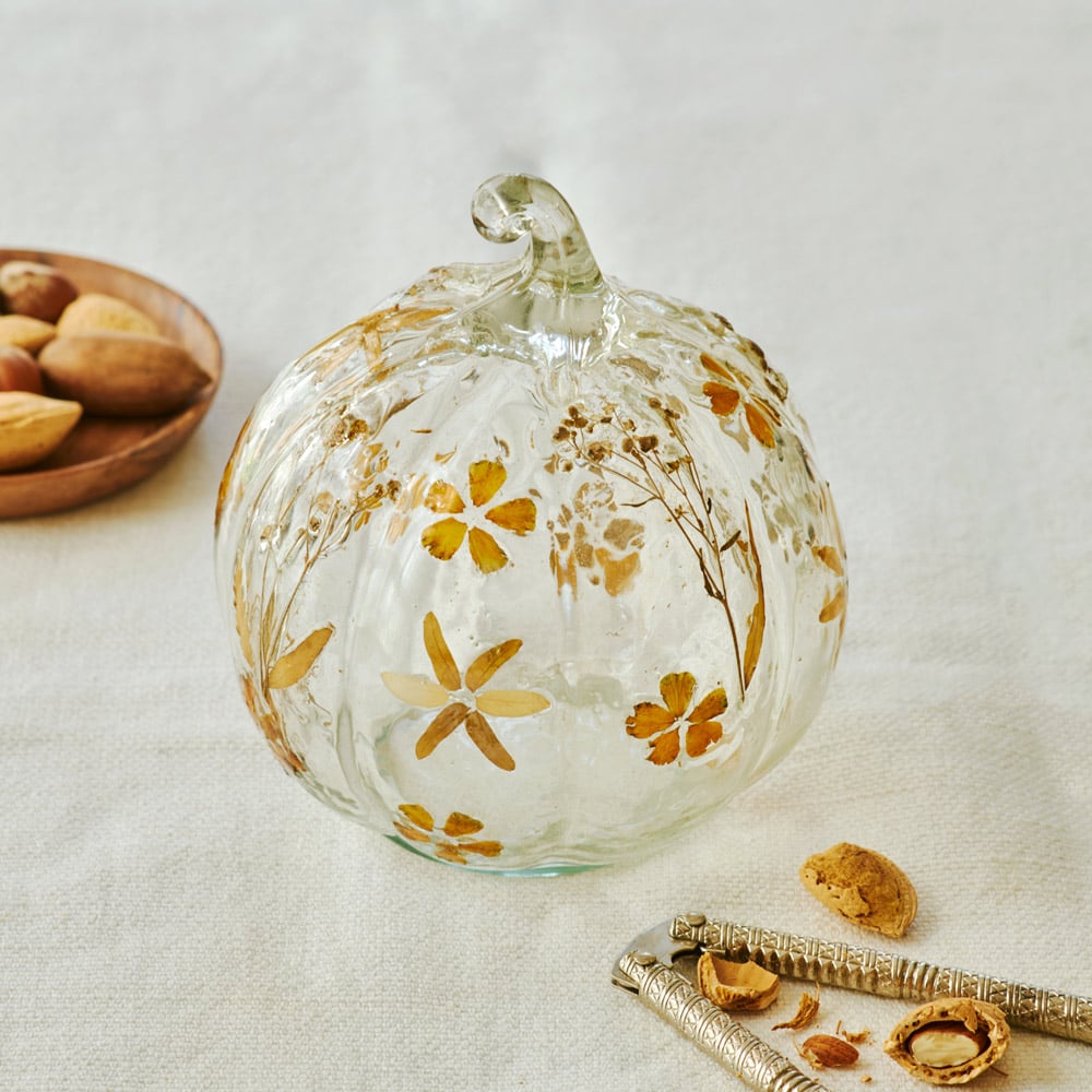 Glass Floral Pumpkin