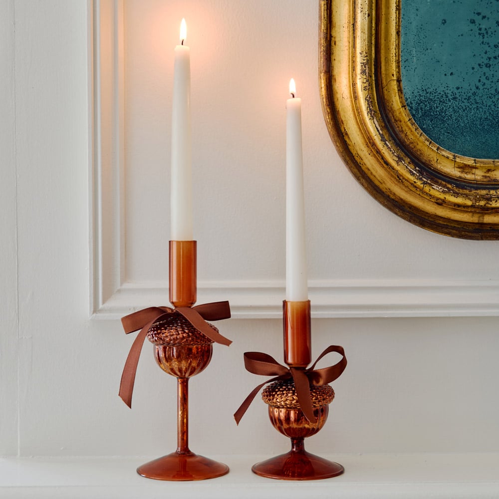 Acorn Glass Candleholders, set of 2