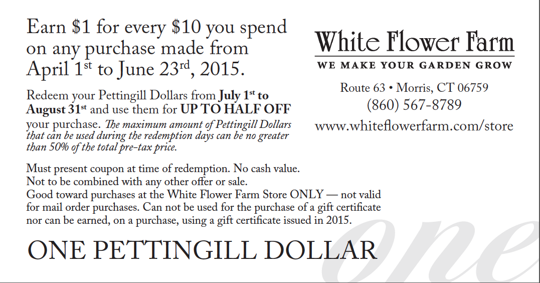 Pettingill Dollars White Flower Farm